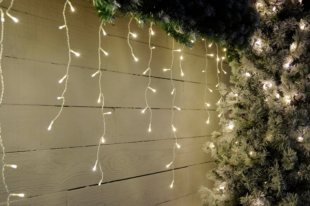 Festive String Lights Christmas Festive Snowing Icicle Lights Warm White 240L