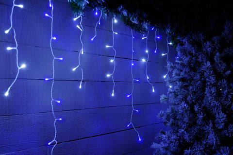 Festive String Lights Christmas Festive Snowing Icicle Lights White & Blue 960L