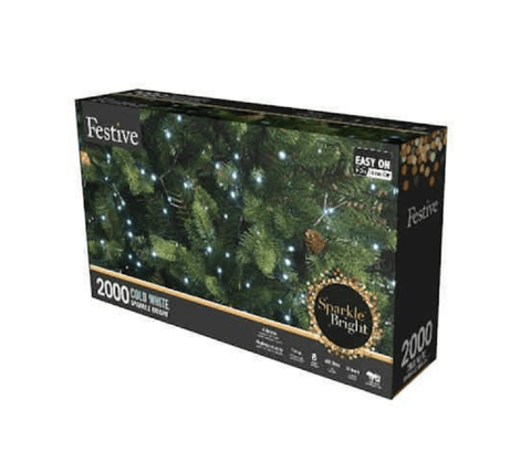 Festive String Lights Christmas Festive Sparkle String Lights Bright White 2000L