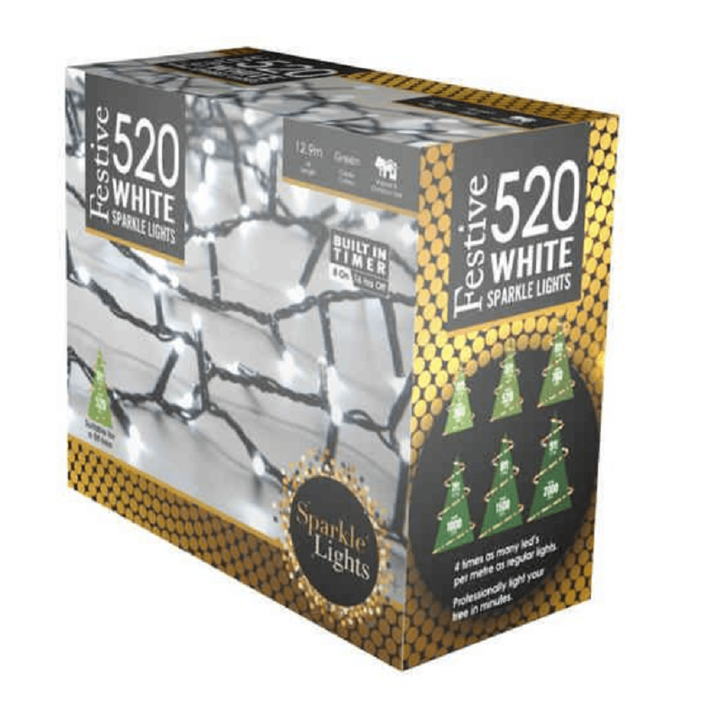 Festive String Lights Christmas Festive Sparkle String Lights Bright White 520L