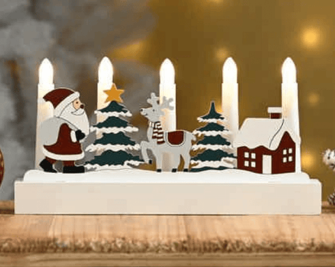 Festive Candle Bridges Festive Wooden Santa Scene Candle Bridge
