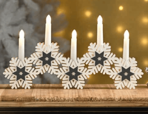 Festive Candle Bridges Festive Wooden Snowflake Candle Bridge