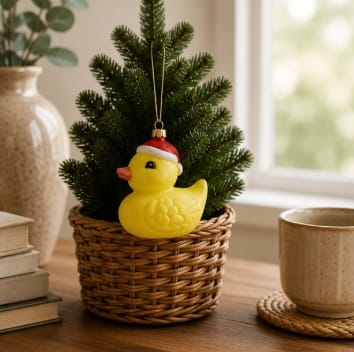 Festive Glass Hanging Christmas Decoration Festive Yellow Duck Hanging Decoration – 9cm