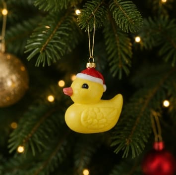 Festive Glass Hanging Christmas Decoration Festive Yellow Duck Hanging Decoration – 9cm