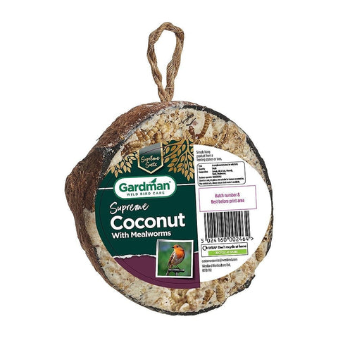 Gardman Suet Coconut Shells Gardman Supreme Coconut Feeder with Mealworms Single
