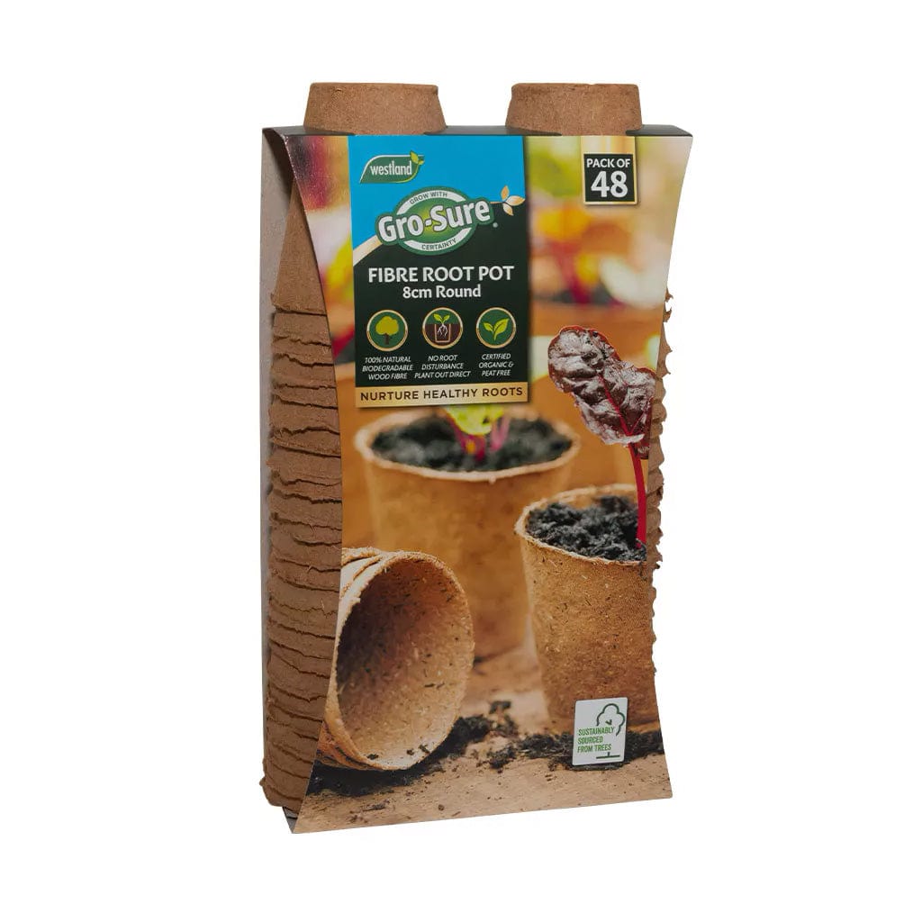 Gro-Sure Round Fibre Pots 8cm pack of 48