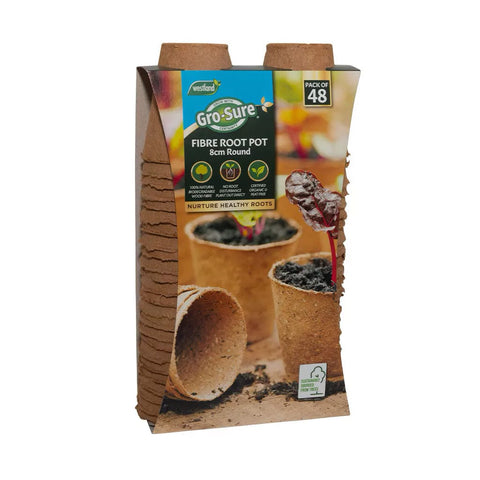 Westland Horticulture Fibre Pots Gro-Sure Round Fibre Pots 8cm pack of 48