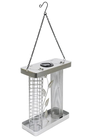 Henry Bell Solar Twin Bird Feeder - Silver