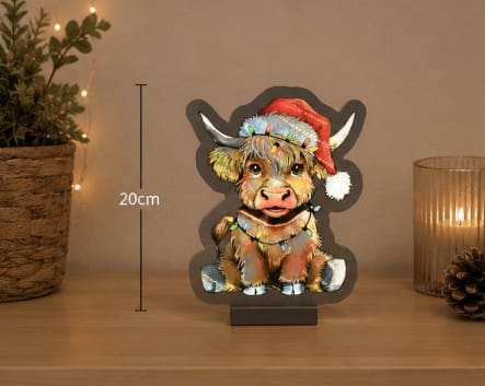Festive Infinity Lighting Infinity Highland Cow LED Christmas Light – 20cm