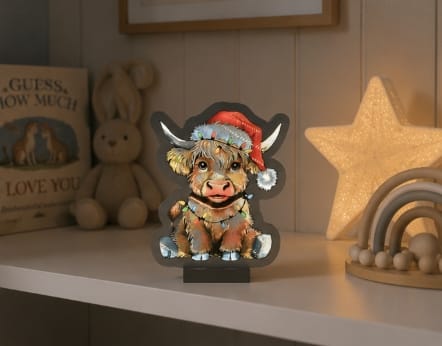 Festive Infinity Lighting Infinity Highland Cow LED Christmas Light – 20cm