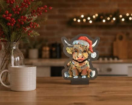 Festive Infinity Lighting Infinity Highland Cow LED Christmas Light – 20cm