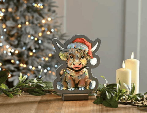 Festive LED light Infinity Highland Cow LED Christmas Light – 20cm