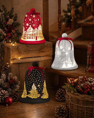 Three Kings Ornaments Decor InLit WonderBell – White Glass Christmas LED Decoration