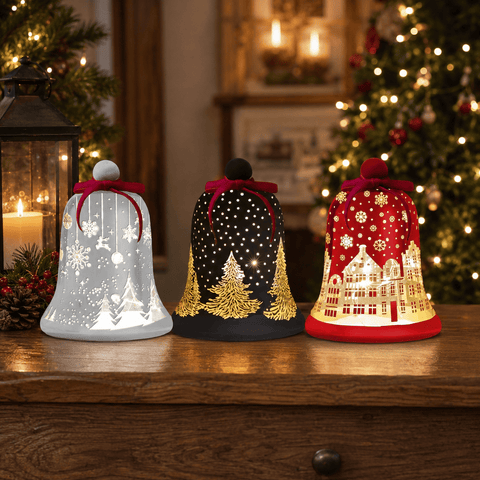 Three Kings Ornaments Decor InLit WonderBell – White Glass Christmas LED Decoration