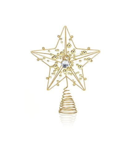 Premier Christmas Tree Topper Iron Tree Top Star with Jewel – 18cm (Gold & Silver Assorted)