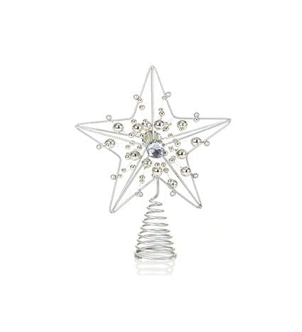 Premier Christmas Tree Topper Iron Tree Top Star with Jewel – 18cm (Gold & Silver Assorted)