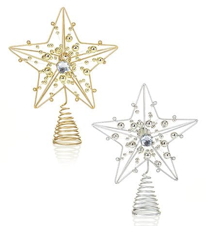 Premier Christmas Tree Topper Iron Tree Top Star with Jewel – 18cm (Gold & Silver Assorted)