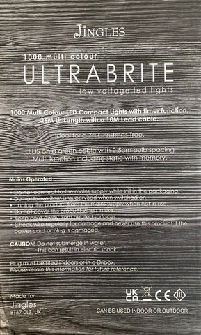 Woodlodge Ultra Bright Compact LED Lights - 1000 Multi Colour - New