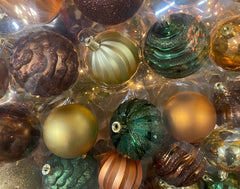 Kaemingk Baubles Kaemingk Bauble Set Shatterproof Mix Green/Gold/Orange/Brown 30pc