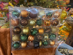 Kaemingk Baubles Kaemingk Bauble Set Shatterproof Mix Green/Gold/Orange/Brown 30pc