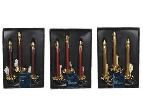 Kaemingk Christmas Decor Kaemingk Christmas Glass Candle Clip On Tree Decorations 3pc