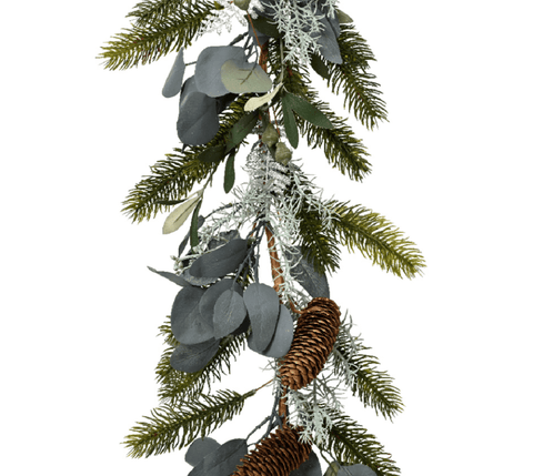 Kaemingk Wreaths & Garlands Kaemingk Christmas Silver Leaves & Pinecones Garland