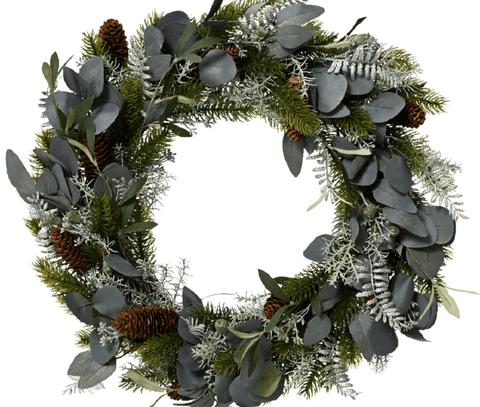 Kaemingk Wreaths & Garlands Kaemingk Christmas Silver Leaves & Pinecones Wreath