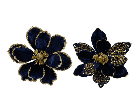 Kaemingk Christmas Decor Kaemingk Christmas Velvet Flower Tree Clip-On Night Blue