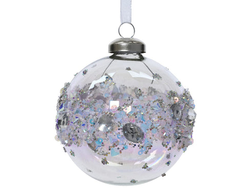 Kaemingk Baubles Kaemingk Set of 3 Glass Baubles with Spangles and Diamonds