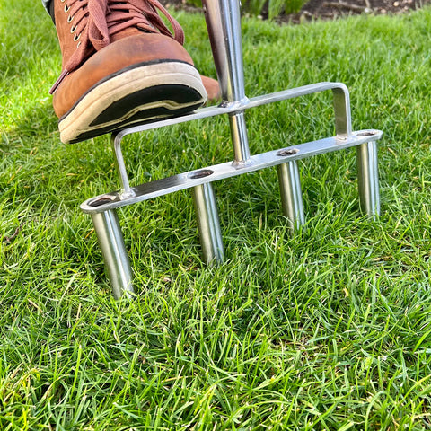 Green Key Lawn Care Kent & Stowe Stainless Steel Lawn Aerator 4 Prong