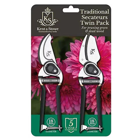 Kent & Stowe Secateurs Kent & Stowe Traditional Bypass & Anvil Pruner Secateurs Twin Set