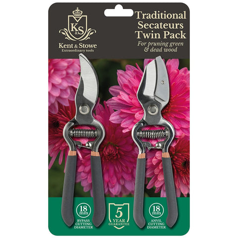 Kent & Stowe Traditional Secateurs Twin Pack