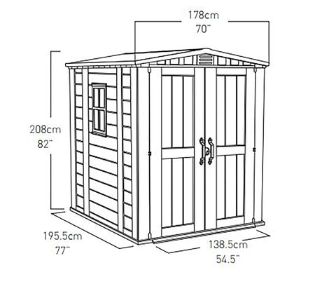 Keter Garden Sheds Keter Factor Outdoor Apex Garden Storage Shed, 6 x 6 feet - Beige