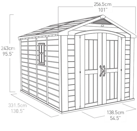 Keter Garden Sheds Keter Factor Outdoor Apex Garden Storage Shed, 8 x 11 feet - Beige