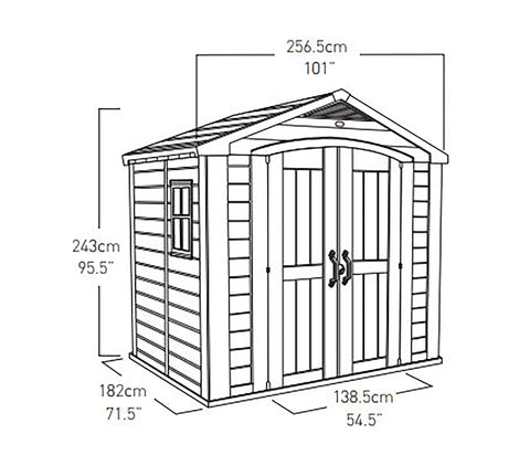 Keter Garden Sheds Keter Factor Outdoor Apex Garden Storage Shed, 8 x 6 feet - Beige
