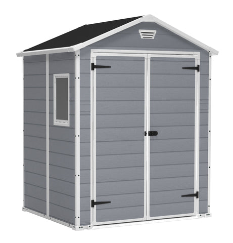 Keter Garden Sheds Keter Manor Outdoor Apex Garden Storage Shed, 6 x 5 feet - Grey