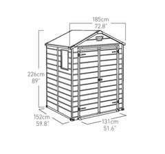 Keter Garden Sheds Keter Manor Outdoor Apex Garden Storage Shed, 6 x 5 feet - Grey