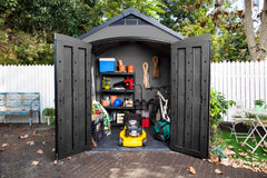 Keter Garden Sheds Keter Premier Outdoor Apex Garden Storage Shed, 7.5 x 7 feet - Grey