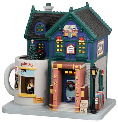 Lemax Caddington Village Lighted Buildings Lemax Books and Brews Cafe Decoration