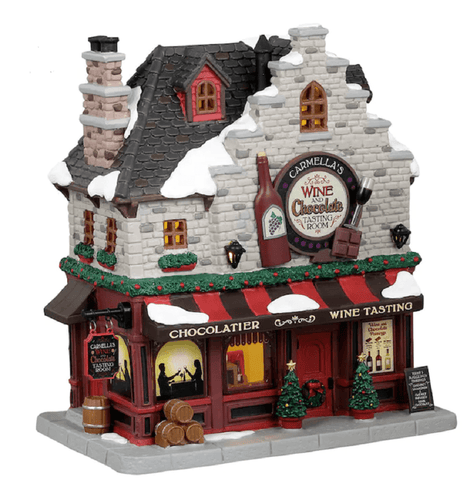 Lemax Caddington Village Lighted Buildings Lemax Carmella's Wine & Chocolate Tasting Room Decoration
