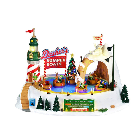 Lemax Santa's Wonderland Sights & Sounds Lemax Dasher's Bumper Boats, with 4.5v Adaptor