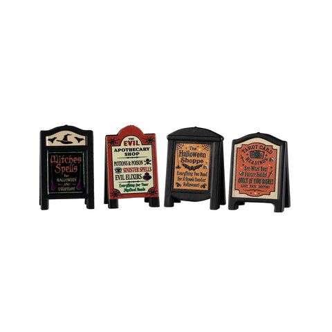 Lemax Spooky Town Accessories Lemax Evil Signs, Set of 4