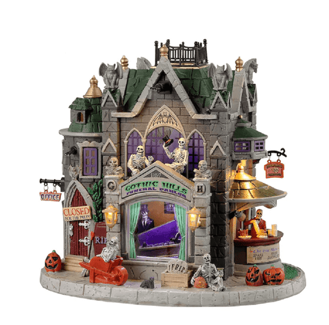 Lemax Spooky Town Figurines Lemax Gothic Hills Funeral Parlor Decoration