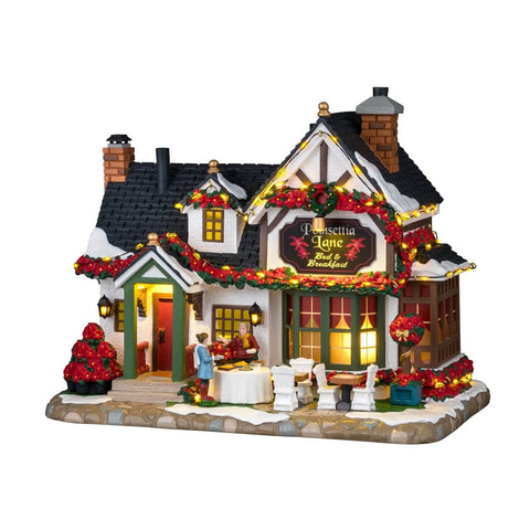 Lemax Caddington Village Lighted Buildings Lemax Poinsettia Lane Bed & Breakfast, B/o (4.5v)