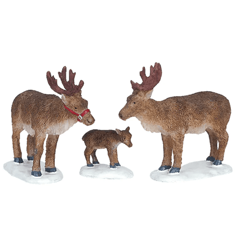 Lemax Santa's Wonderland Lighted Buildings Lemax Reindeer Set of 3 Decoration