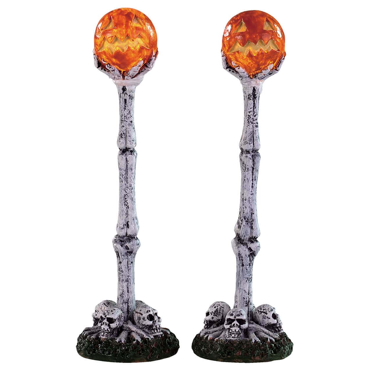 Lemax Spooky Town - Lighted Lantern Bone Post, Set Of 2, B/O (4.5V)