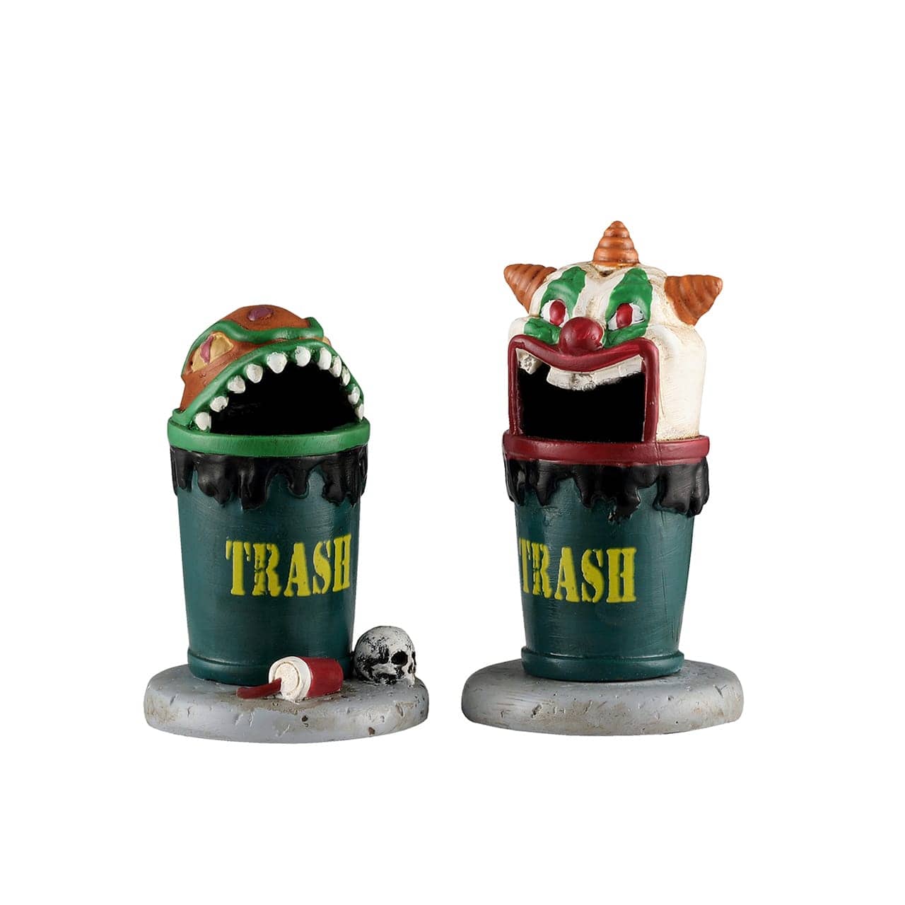 Lemax Spooky Town Accessories Lemax Terrifying Trash Cans, Set of 2