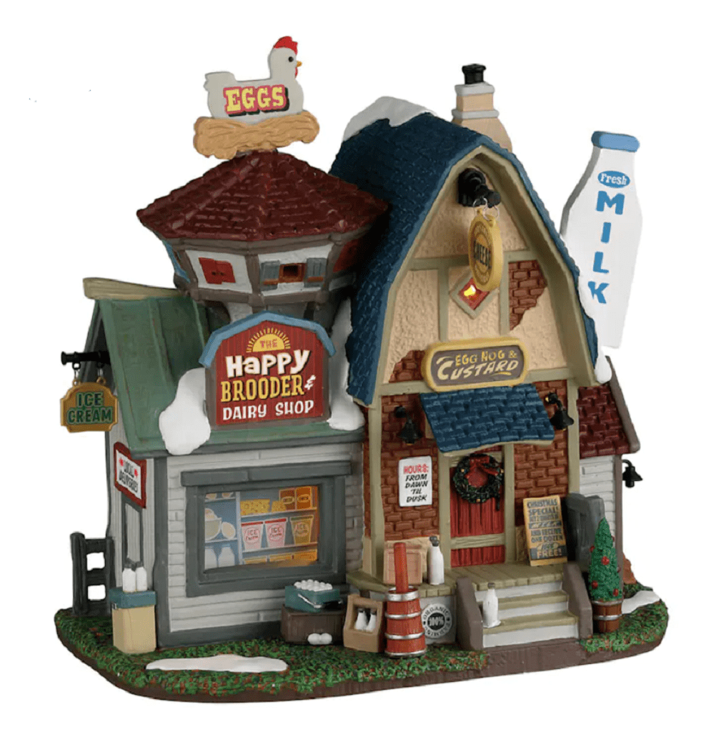 Lemax Harvest Crossing Lighted Buildings Lemax The Happy Brooder & Dairy Shop Decoration