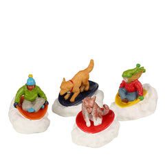 Lemax Vail Village Dog Snow Saucer Fun