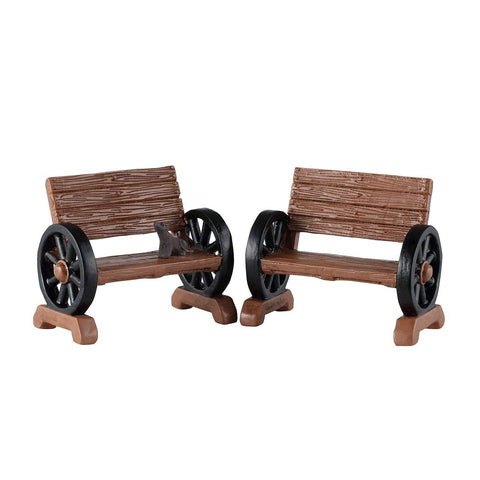 Lemax Spooky Town Accessories Lemax Western Bench, Set of 2